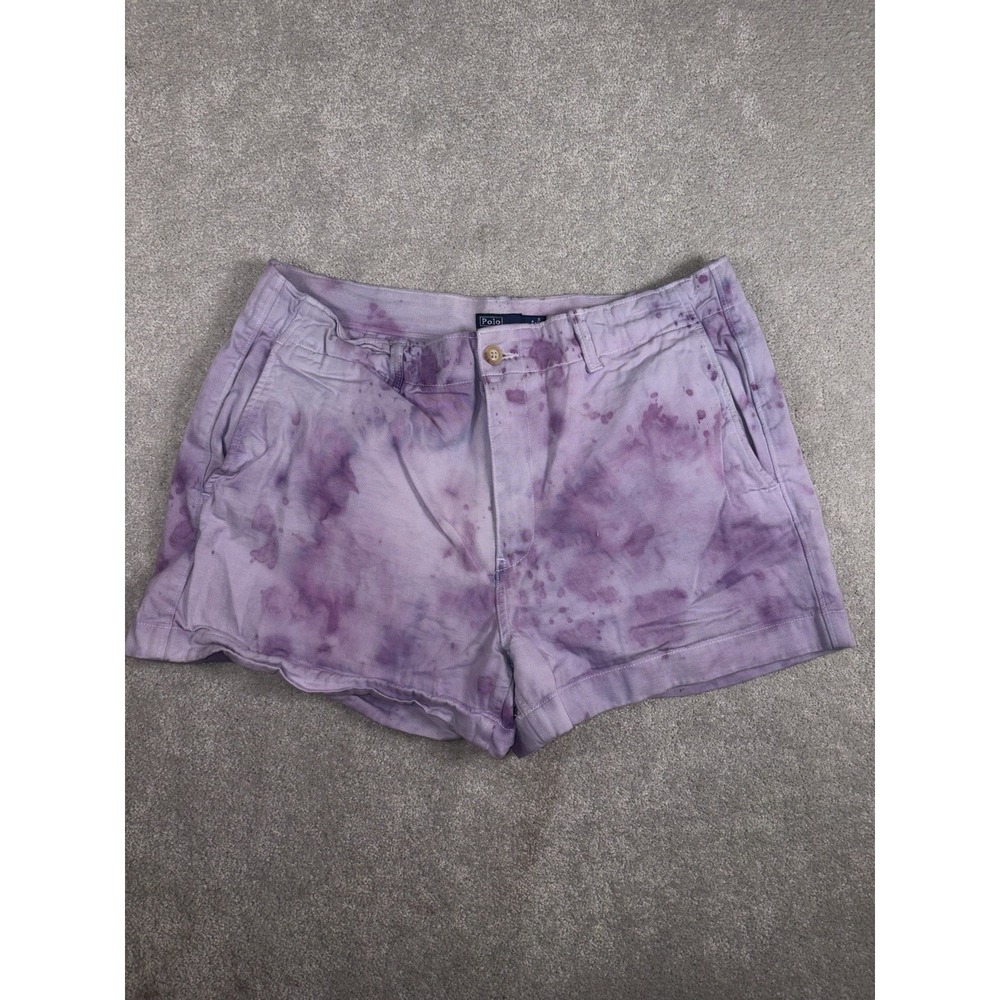Polo Ralph Lauren‎ women's tie-dye purple chino shorts 14 Pockets